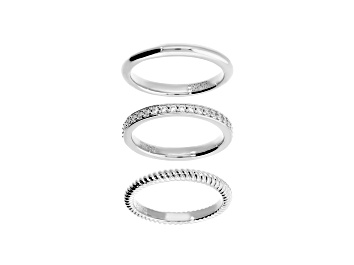 Picture of White Cubic Zirconia, Rhodium Over Bronze, Set Of 3 Stackable Rings, 0.401 carat