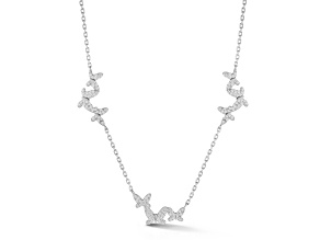 Sterling Statements Rhodium Over Sterling Silver Pave Butterfly Cluster Station Necklace