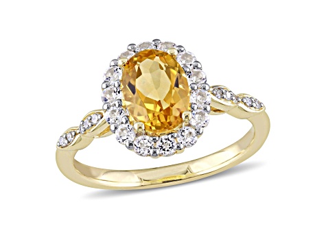 Citrine, White Topaz and Diamond 14K Yellow Gold 1.88ctw