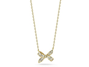 Sterling Statements 14K Yellow Gold Over Sterling Silver CZ Bow Necklace
