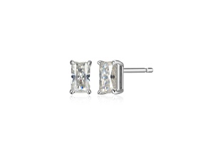 Emerald Cut Moissanite Platineve Stud Earrings 0.54ctw DEW