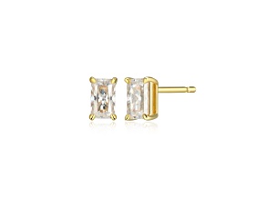 Emerald Cut Moissanite 14k Yellow Gold Over Silver Stud Earrings 0.54ctw DEW
