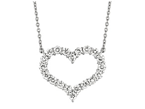 White Diamond G-H SI 14K White Gold Heart Station Necklace 2.00ctw