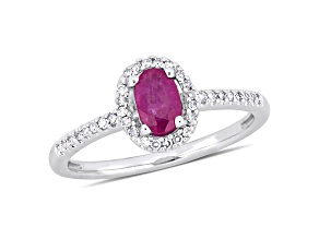 Ruby and Diamond 10K White Gold Ring 0.75ctw