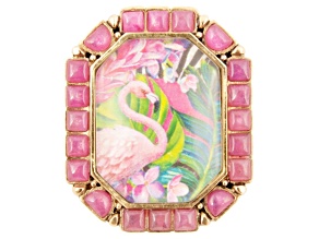 Barse Jewelry Flamingo Pink Agate Gold Tone Statement Ring