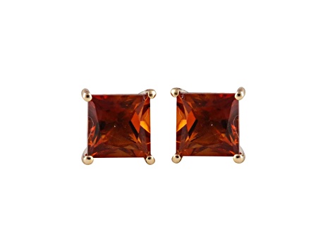 Square Madeira Citrine Stud Earrings 2 CTW