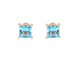 Swiss Blue Topaz Square 14K Yellow Gold Stud Earrings, 2ctw