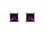 African Amethyst Square 14K Yellow Gold Stud Earrings, 2ctw
