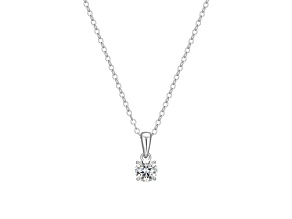 Moissanite Platineve Plated Sterling Silver Round Solitaire  Pendant With Chain 0.41ctw