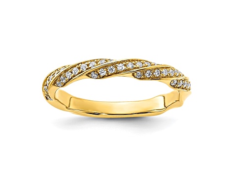 14K Yellow Gold Twisted Diamond Wedding Band 0.2ctw