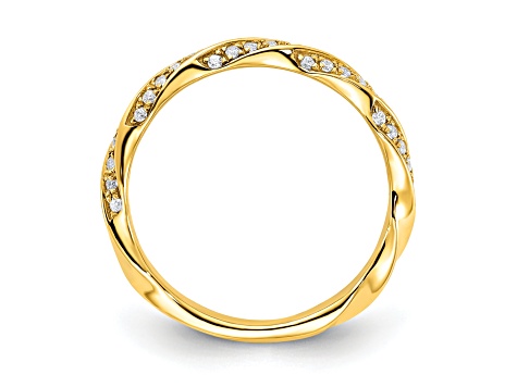 14K Yellow Gold Twisted Diamond Wedding Band 0.2ctw