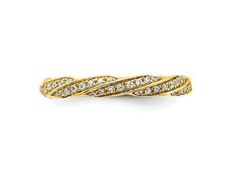 14K Yellow Gold Twisted Diamond Wedding Band 0.2ctw