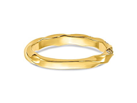 14K Yellow Gold Twisted Diamond Wedding Band 0.2ctw