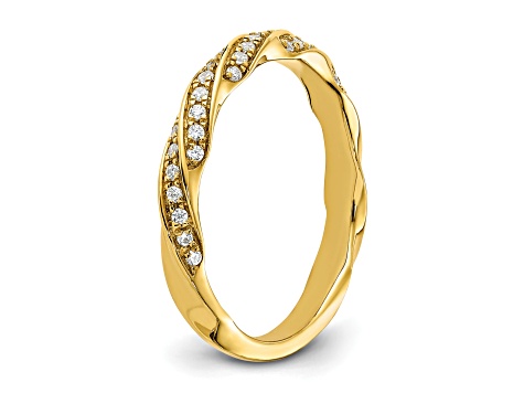 14K Yellow Gold Twisted Diamond Wedding Band 0.2ctw