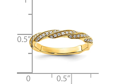 14K Yellow Gold Twisted Diamond Wedding Band 0.2ctw