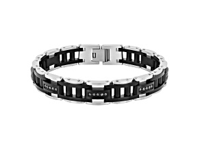 0.50ctw Black Diamond Two Tone Stainless Steel Link Bracelet