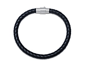 Men's Braided Brown Leather Bracelet With Sterling Silver Magnetic Clasp