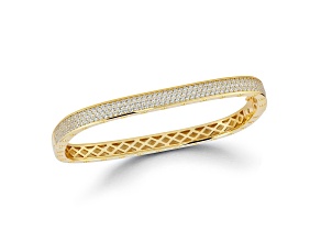 Rachel Zoe 14K Yellow Gold Over Sterling Silver Pave Cubic Zirconia Square Bangle Bracelet