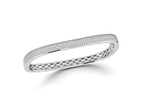 Rachel Zoe Rhodium Over Sterling Silver Pave Cubic Zirconia Square Bangle Bracelet