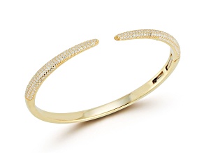 Sterling Statements 14K Yellow Gold Over Sterling Silver Pave Claw Cuff Bangle Bracelet