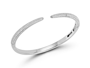 Sterling Statements Rhodium Over Sterling Silver Pave Claw Cuff Bangle Bracelet