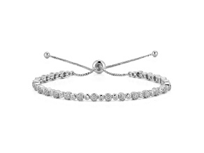 Rachel Zoe Rhodium Over Brass Cubic Zirconia Adjustable Tennis Bracelet