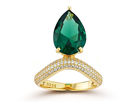 Rachel Zoe 14K Yellow Gold Over Sterling Silver Pear Shaped Cubic