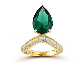Rachel Zoe 14K Yellow Gold Over Sterling Silver Pear Shaped Cubic Zirconia Wavy Cocktail Ring