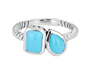 Silver Treasures by Samuel B. Sleeping Beauty Turquoise Sterling Silver Two-Stone Ring