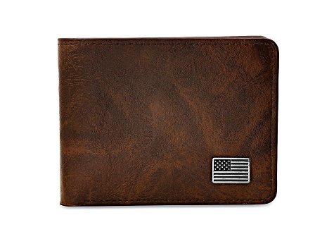 Brown Leather American Flag Wallet - 1O83CB | JTV