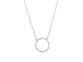 Diamond Accent Rhodium Over Sterling Silver Standing O Pendant Necklace