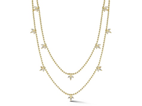 Rachel Zoe 14K Yellow Gold Over Sterling Silver Double Layered Beaded Charm Necklace