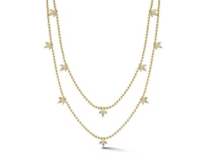 Rachel Zoe 14K Yellow Gold Over Sterling Silver Double Layered Beaded Charm Necklace