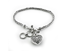 Silver Treasures by Samuel B. Sterling Silver Balinese Design Heart Shape Bracelet