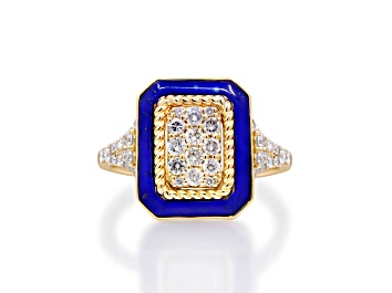 Picture of 14K Yellow Gold Lapis Lazuli & Diamond Ring
