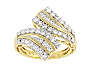 White Lab-Grown Diamond F-G VS-SI Yellow Gold Over Sterling Silver Ring 1.00ctw