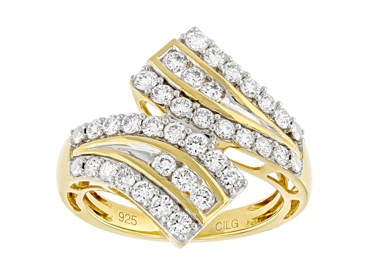 White Lab-Grown Diamond F-G VS-SI Yellow Gold Over Sterling Silver Ring 1.00ctw