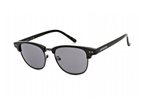 Calvin Klein Men's Shiny Black Rectangular Frame / Solid Smoke Lenses Sunglasses