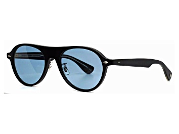 Picture of Garrett Leight Lady Eckhart Matte Black Round Frame / Black Lenses Sunglasses