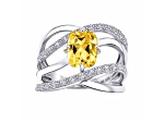 Cushion Citrine Rhodium Over Sterling Silver Multi-Strand Interwoven Ring 2.42 Cttw