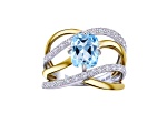 Cushion Sky Blue Topaz 14K Yellow Gold Over Sterling Silver Multi-Strand Interwoven Ring 3.08 Cttw