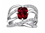 Cushion Garnet Rhodium Over Sterling Silver Multi-Strand Interwoven Ring 2.73 Cttw