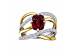 Cushion Garnet 14K Yellow Gold Over Sterling Silver Multi-Strand Interwoven Ring 2.73 Cttw
