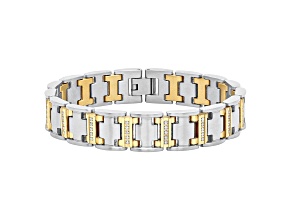 0.50ctw Diamond Stainless Steel Two-Tone Link Bracelet