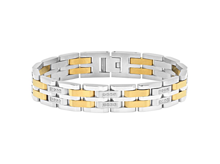 0.50ctw Diamond Two-Tone Stainless Steel Watch Link Bracelet