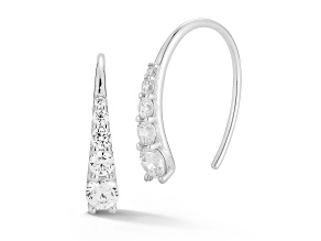 Rachel Zoe Rhodium Over Sterling Silver Cubic Zirconia Graduated Threader Earrings