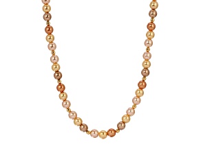 Yellow Base Metal Multi Color Round Bead Necklace 17 inch Adj.