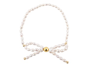Barse Jewelry White Cultured Freshwater Pearl Bow Stretch Bracelet