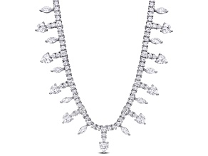 Created White Sapphire Sterling Silver Necklace 21.46ctw