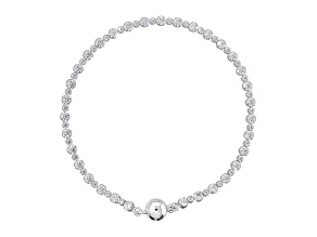 White Cubic Zirconia Tennis Bracelet w/ Magnetic Closure, 925 Sterling Silver